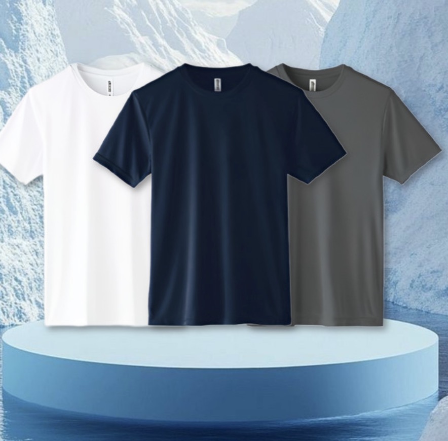 글리머 무지 드라이 라운드 기능성 쿨론 반팔티셔츠